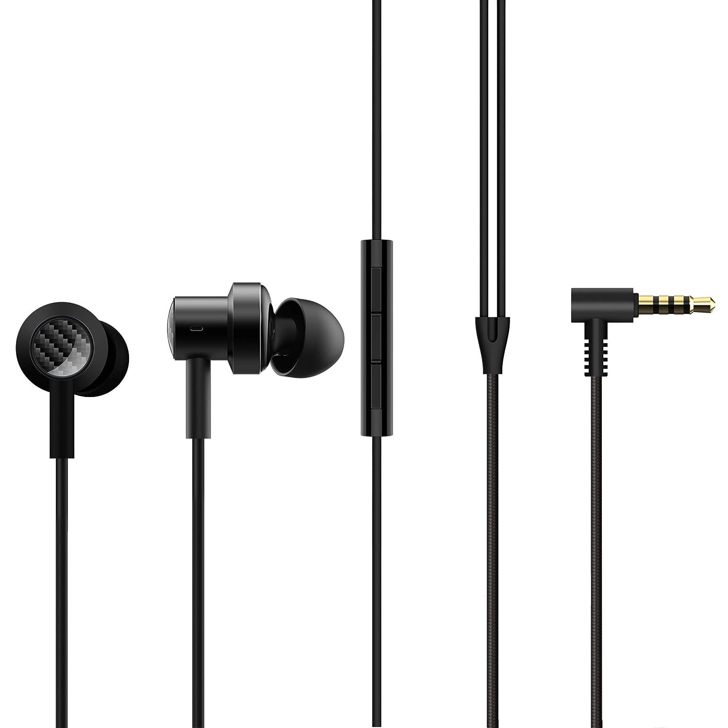 XIAOMI Dual Driver Dynamic Bass in-Ear Wired Earphones with Mic, 10mm & 8mm Dual Dynamic Drivers for Heavy Bass & Crystal-Clear Vocal, Passive Noice Cancellation, Magnetic Earbuds with braided cable (Black)-1