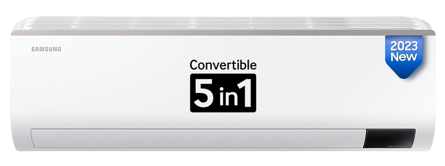 Samsung 1.5 Ton 3 Star Inverter Split AC (Copper, Convertible 5-in-1 Cooling Mode, Easy Filter Plus (Anti-Bacteria), 2023 Model AR18CYLZABE White)-1