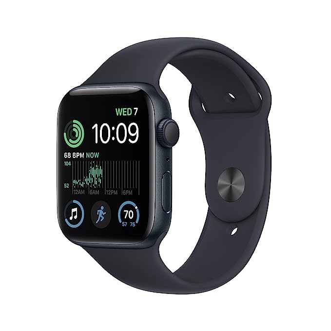 Apple Watch SE (2nd Gen) [GPS 44 mm] Smart Watch w/Midnight Aluminium Case & Midnight Sport Band. Fitness & Sleep Tracker, Crash Detection, Heart Rate Monitor, Retina Display, Water Resistant-1